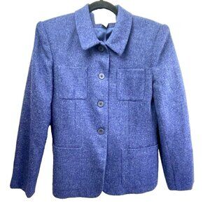 JONES NEW YORK Blazer Jacket 100% Wool Button Up  Blue Size 8